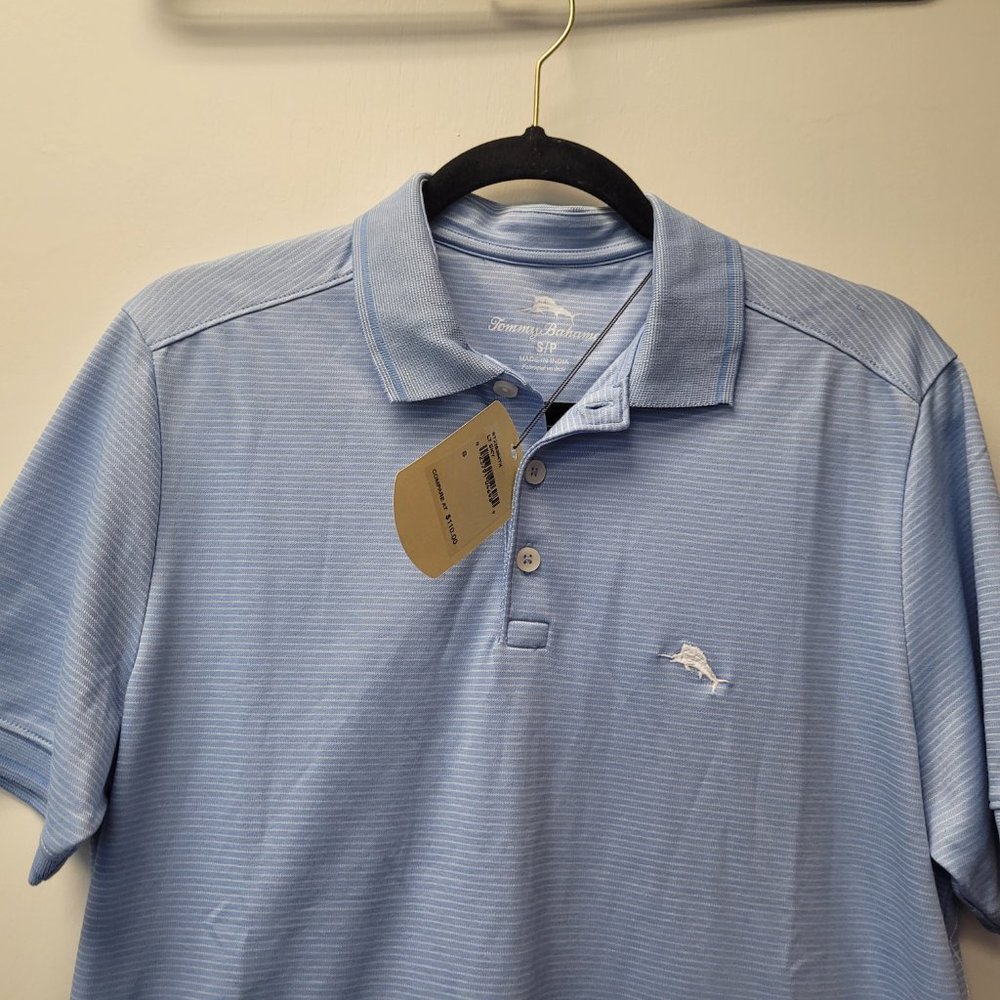 Tommy Bahama Mens Small Polo Shirt Light Blue LT Sky Golf Beach India defect
